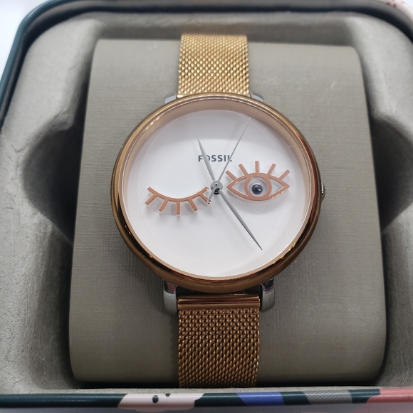 Fossil Jacqueline Wink Eye Gold Ladies Watch - Picture 3 of 10